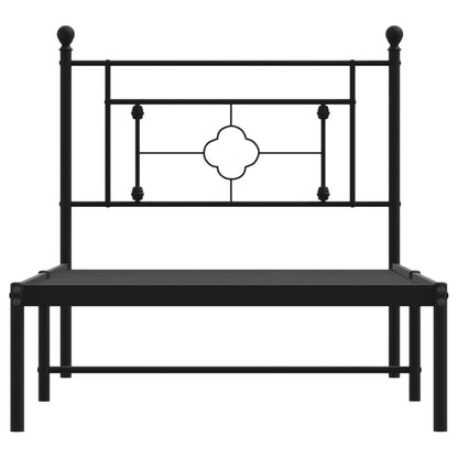 Metal Bed Frame without Mattress with Headboard Black 100x190cm
