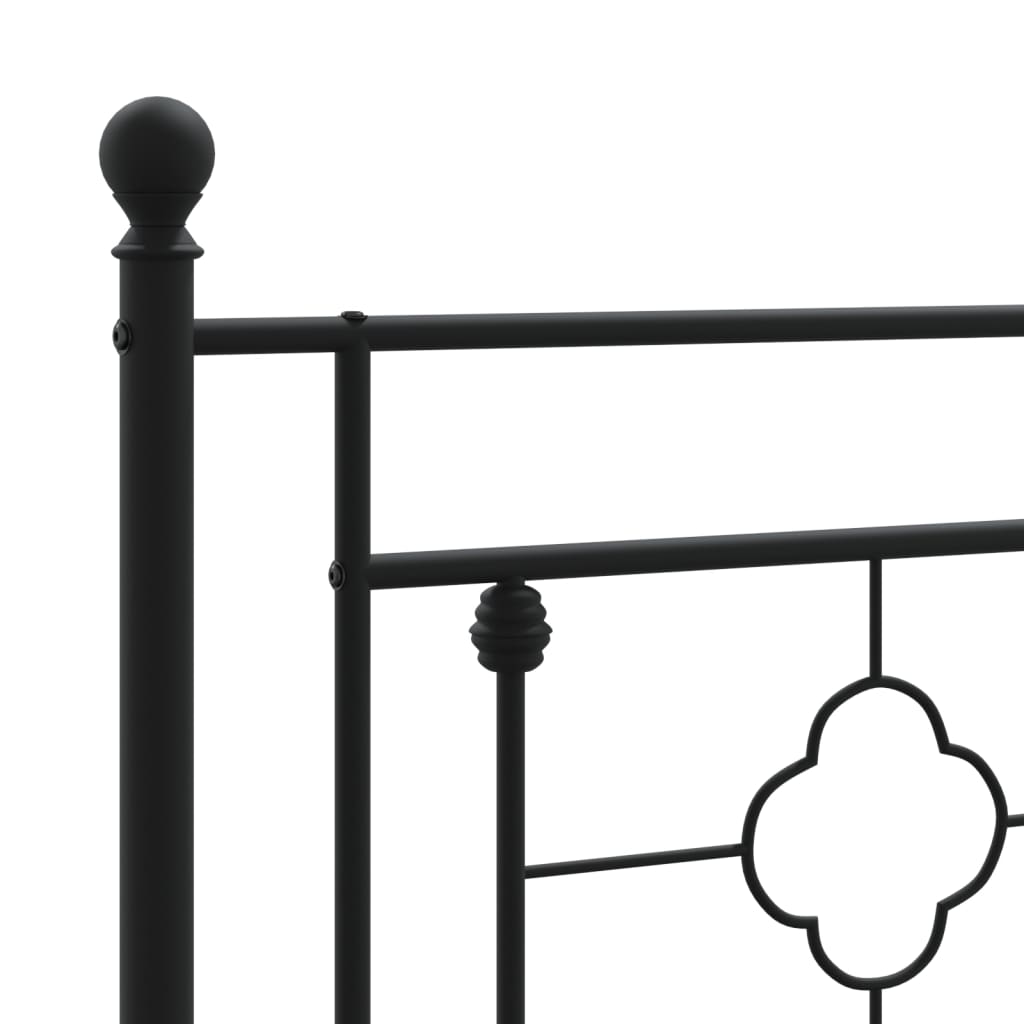 Metal Bed Frame without Mattress with Headboard Black 100x190cm