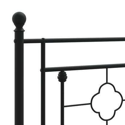 Metal Bed Frame without Mattress with Headboard Black 100x190cm