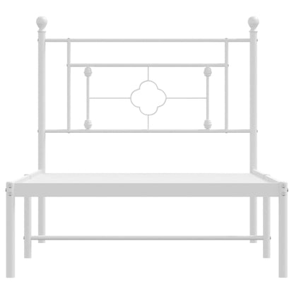 Metal Bed Frame without Mattress with Headboard White 90x200cm