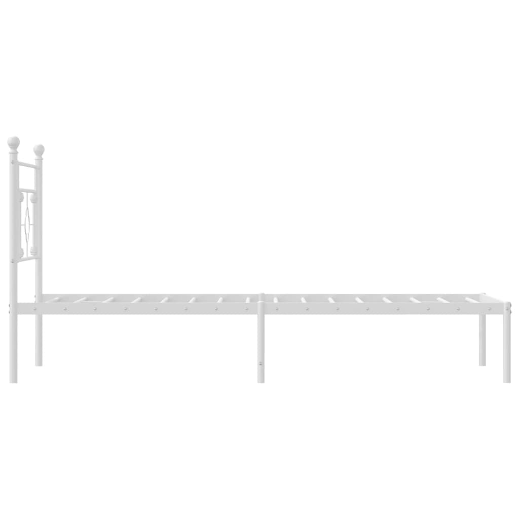 Metal Bed Frame without Mattress with Headboard White 90x200cm