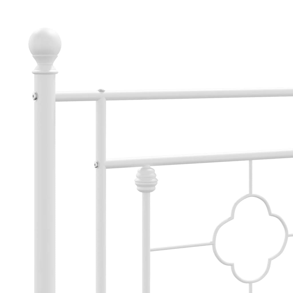 Metal Bed Frame without Mattress with Headboard White 135x190cm