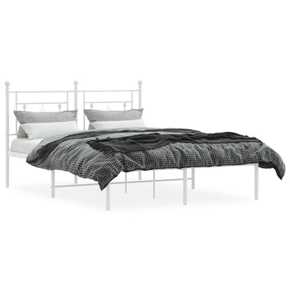 Metal Bed Frame without Mattress with Headboard White 140x190cm