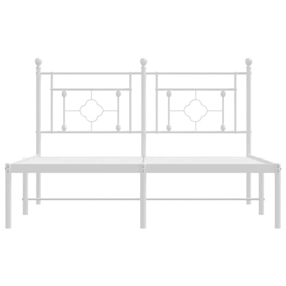 Metal Bed Frame without Mattress with Headboard White 140x190cm