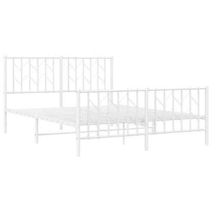Metal Bed Frame without Mattress with Footboard White 135x190cm