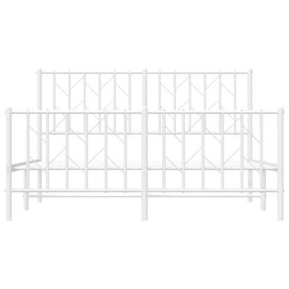 Metal Bed Frame without Mattress with Footboard White 135x190cm