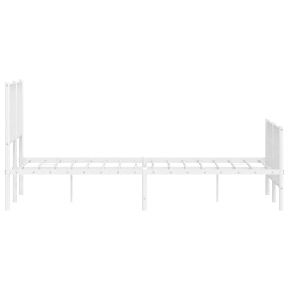 Metal Bed Frame without Mattress with Footboard White 135x190cm