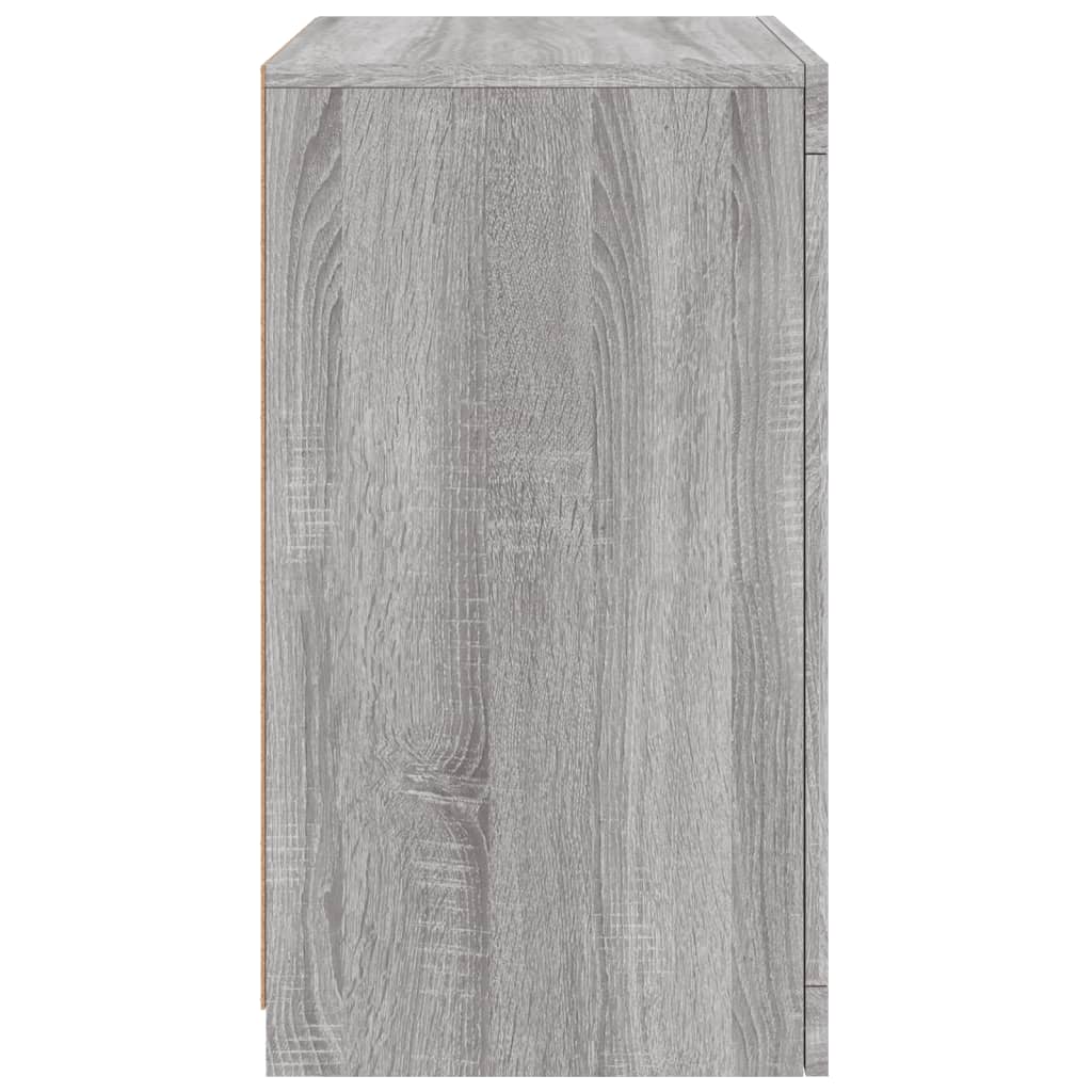 Side Cabinet with LED Lights Grey Sonoma Engineered Wood