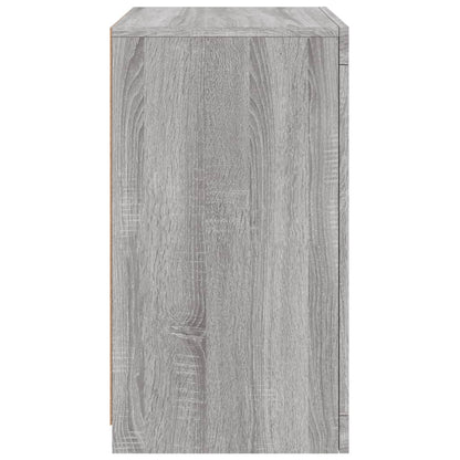 Side Cabinet with LED Lights Grey Sonoma Engineered Wood