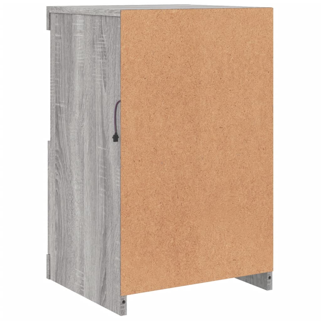 Side Cabinet with LED Lights Grey Sonoma Engineered Wood