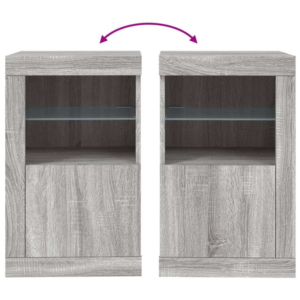 Side Cabinet with LED Lights Grey Sonoma Engineered Wood