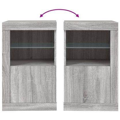 Side Cabinet with LED Lights Grey Sonoma Engineered Wood