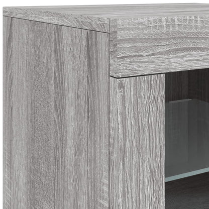 Side Cabinet with LED Lights Grey Sonoma Engineered Wood