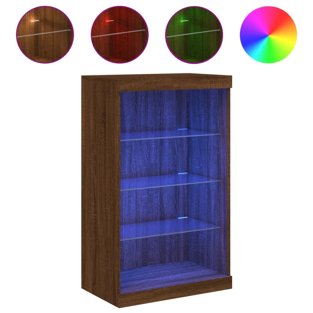 Sideboard with LED Lights Brown Oak 60.5x37x100 cm