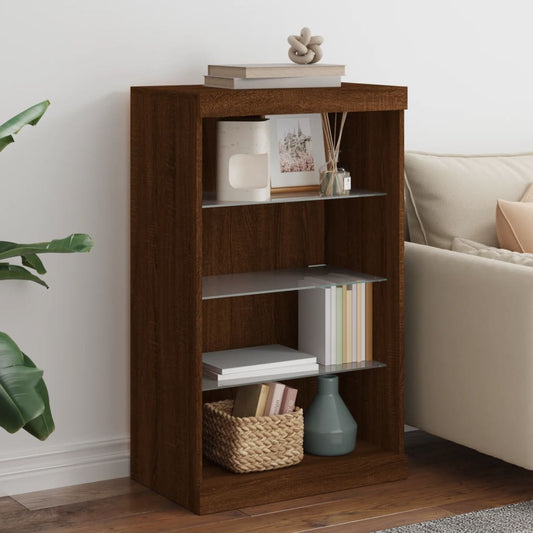 Sideboard with LED Lights Brown Oak 60.5x37x100 cm