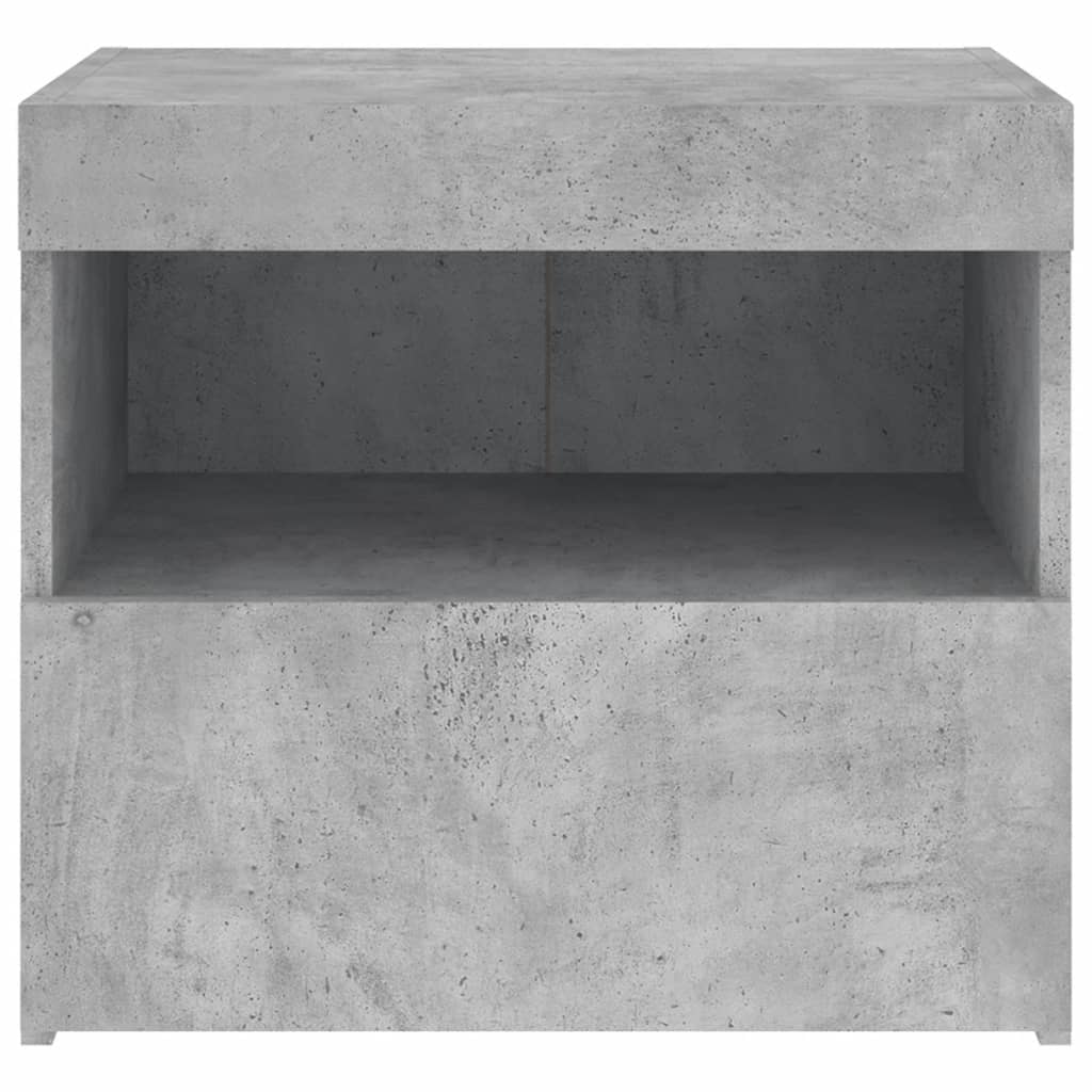 Bedside Cabinet with LED Lights Concrete Grey 50x40x45 cm