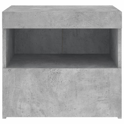 Bedside Cabinet with LED Lights Concrete Grey 50x40x45 cm