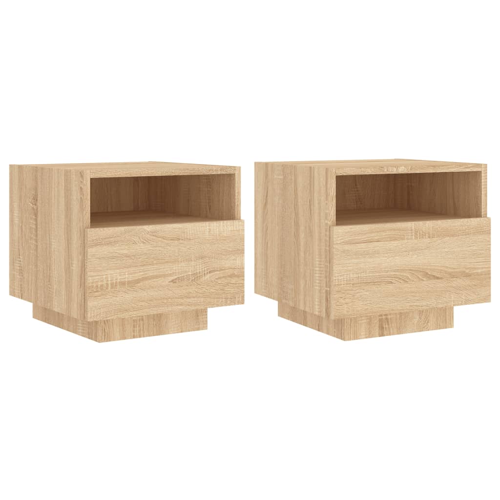Bedside Cabinets with LED Lights 2 pcs Sonoma Oak 40x39x37 cm