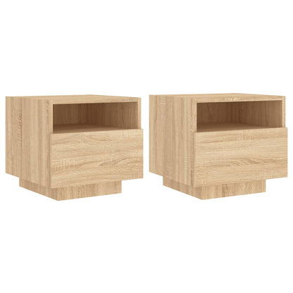 Bedside Cabinets with LED Lights 2 pcs Sonoma Oak 40x39x37 cm