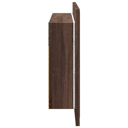 LED Bathroom Mirror Cabinet Brown Oak 90x12x45 cm Acrylic
