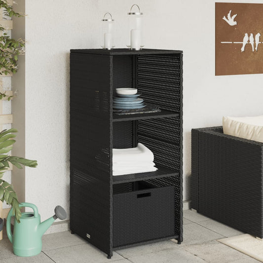 Garden Storage Cabinet Black 50x55x115 cm Poly Rattan