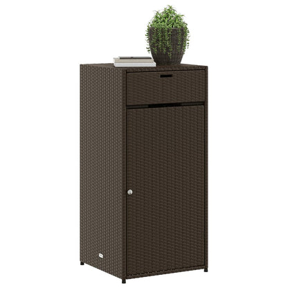 Garden Storage Cabinet Brown 55x55x111 cm Poly Rattan