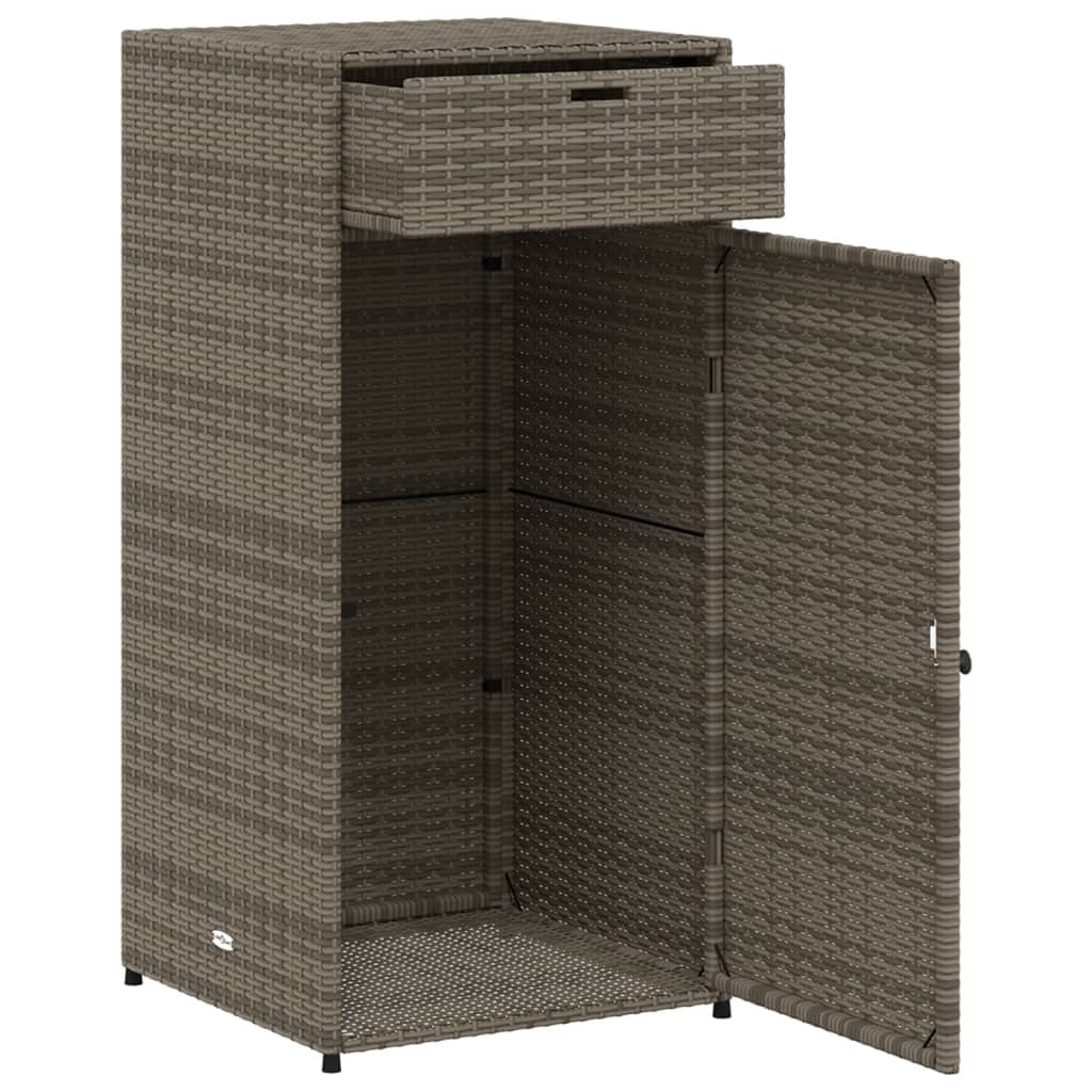 Garden Storage Cabinet Grey 55x55x111 cm Poly Rattan