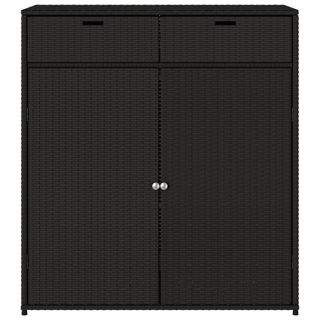 Garden Storage Cabinet Black 105x55x113 cm Poly Rattan