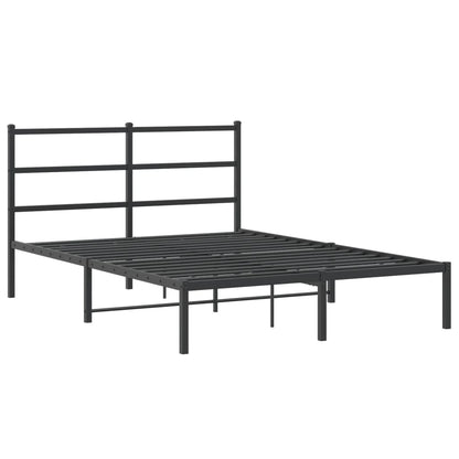 Metal Bed Frame without Mattress with Headboard Black 135x190cm