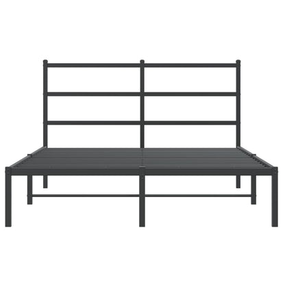 Metal Bed Frame without Mattress with Headboard Black 135x190cm