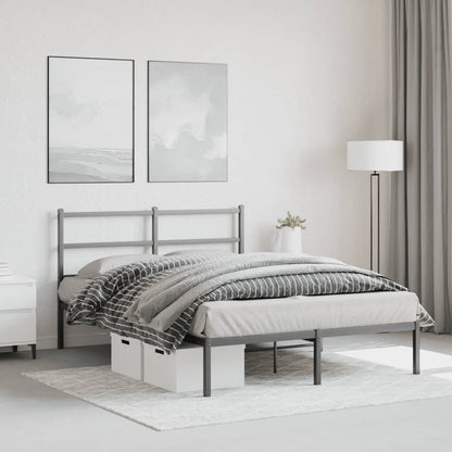 Metal Bed Frame without Mattress with Headboard Black 140x200cm