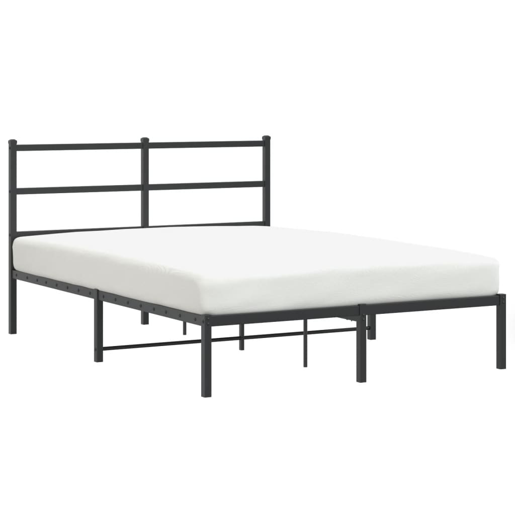 Metal Bed Frame without Mattress with Headboard Black 140x200cm