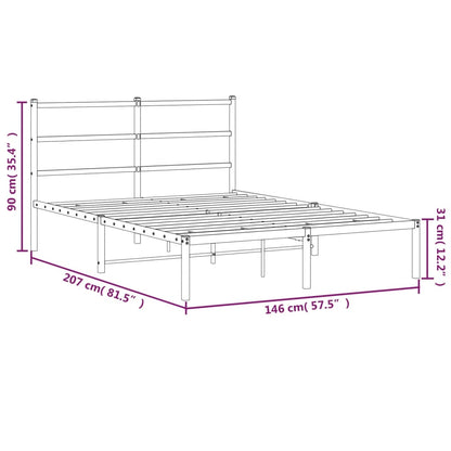 Metal Bed Frame without Mattress with Headboard Black 140x200cm