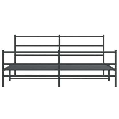 Metal Bed Frame without Mattress with Footboard Black 193x203cm