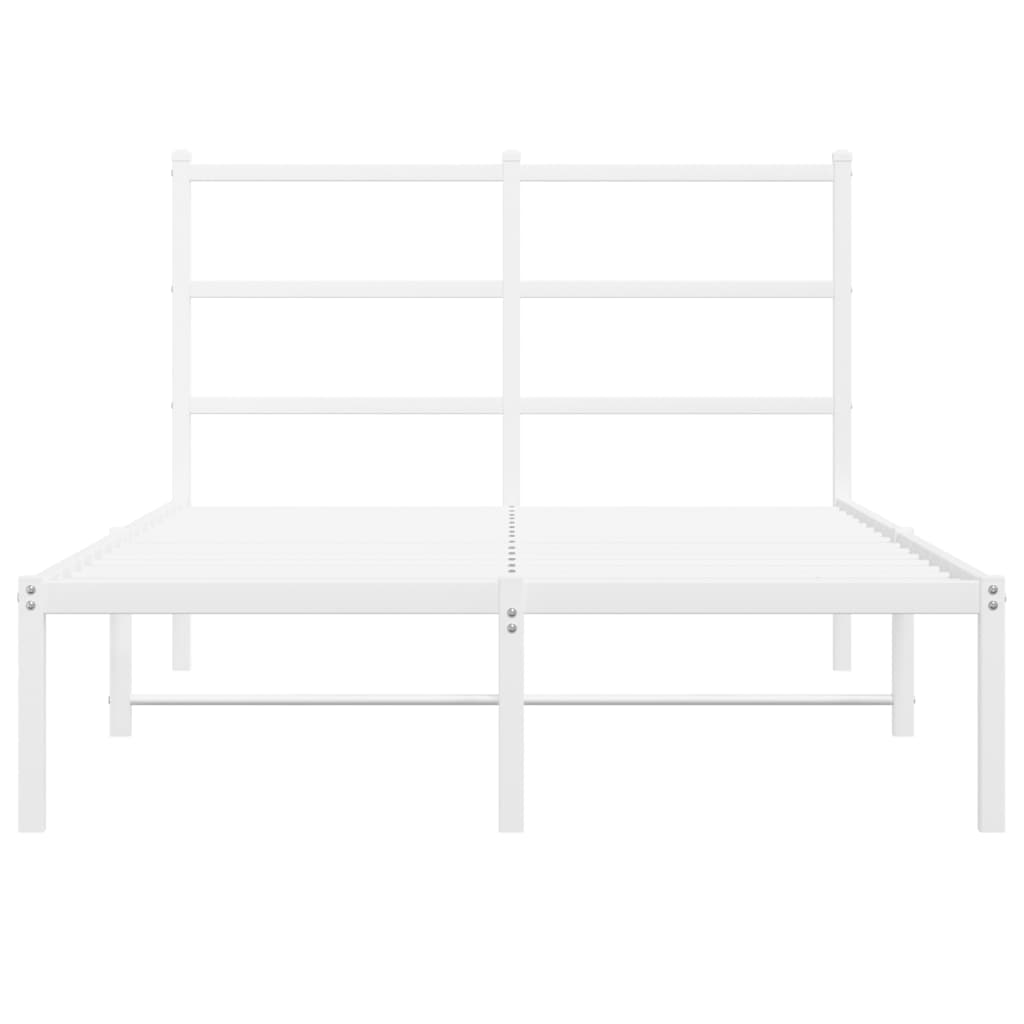 Metal Bed Frame without Mattress with Headboard White 120x190cm