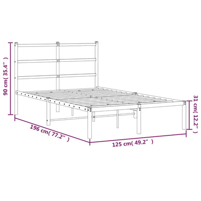 Metal Bed Frame without Mattress with Headboard White 120x190cm