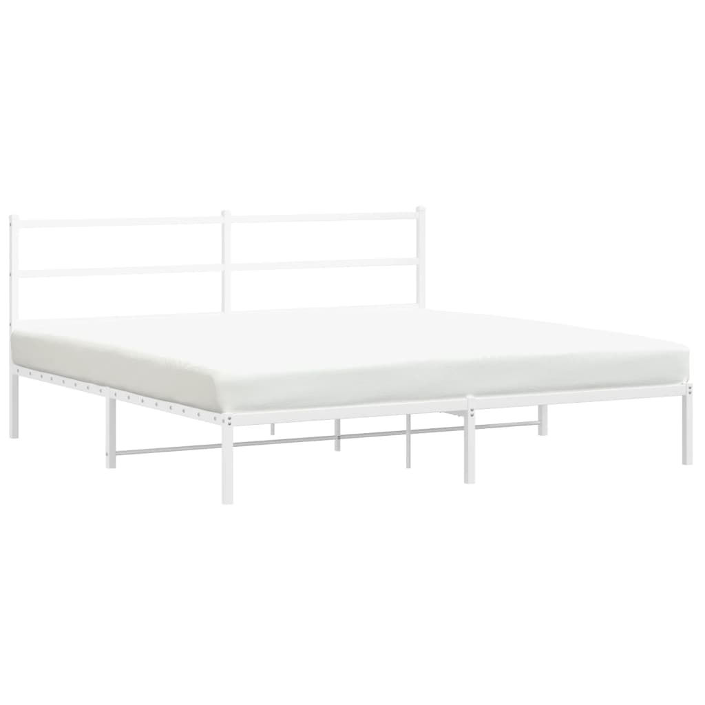 Metal Bed Frame without Mattress with Headboard White 183x213cm