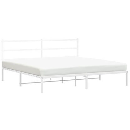 Metal Bed Frame without Mattress with Headboard White 183x213cm