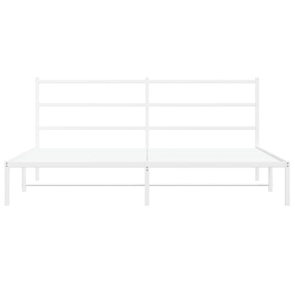 Metal Bed Frame without Mattress with Headboard White 183x213cm