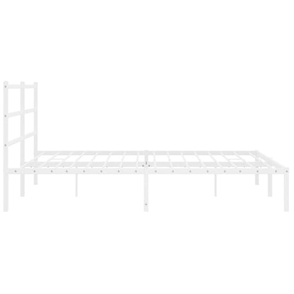 Metal Bed Frame without Mattress with Headboard White 183x213cm