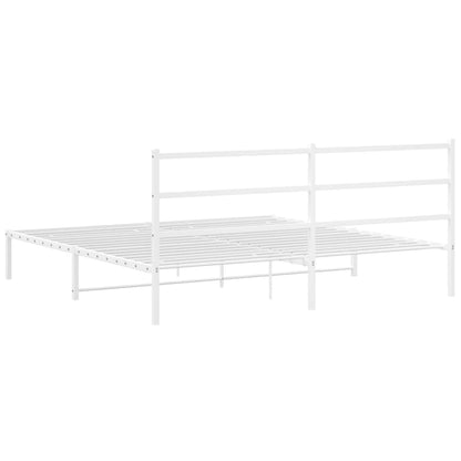 Metal Bed Frame without Mattress with Headboard White 183x213cm