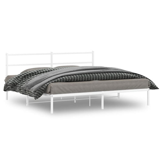 Metal Bed Frame without Mattress with Headboard White 183x213cm