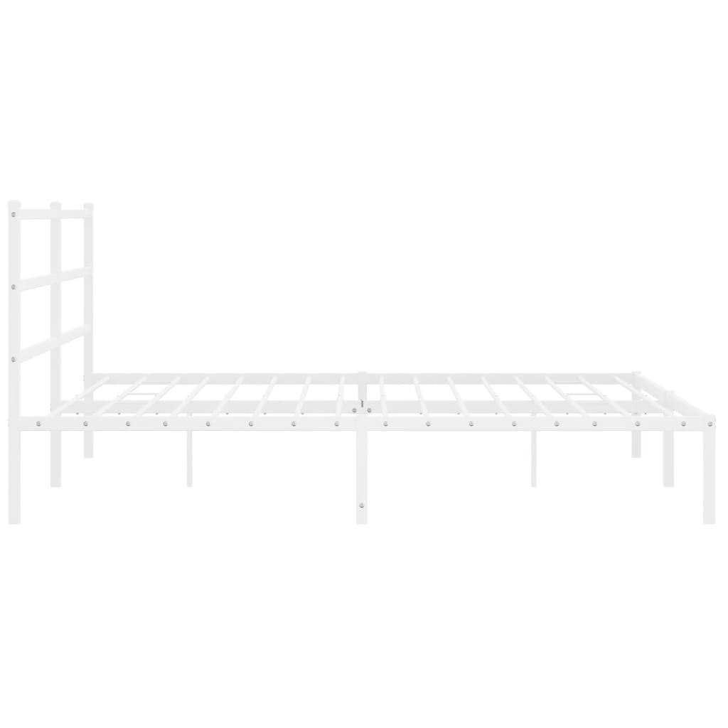 Metal Bed Frame without Mattress with Headboard White 200x200cm