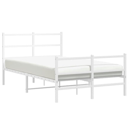 Metal Bed Frame without Mattress with Footboard White 120x190cm