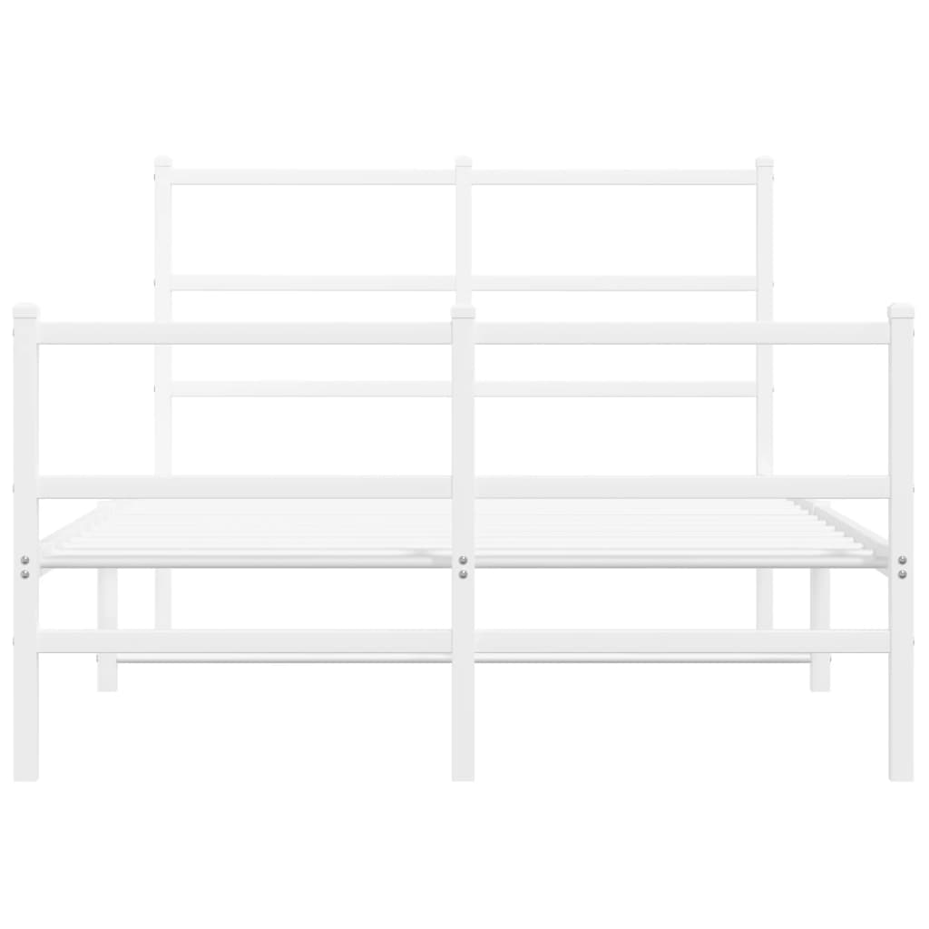 Metal Bed Frame without Mattress with Footboard White 120x190cm