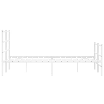 Metal Bed Frame without Mattress with Footboard White 120x190cm