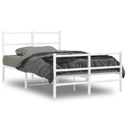 Metal Bed Frame without Mattress with Footboard White 120x190cm