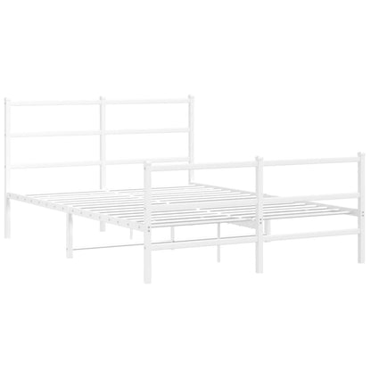 Metal Bed Frame without Mattress with Footboard White 140x200cm