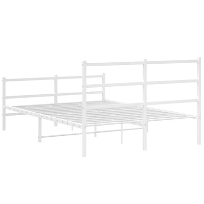 Metal Bed Frame without Mattress with Footboard White 140x200cm