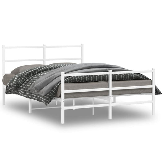 Metal Bed Frame without Mattress with Footboard White 140x200cm